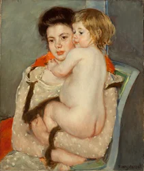 Reine Lefebvre tenant un bébé nu, 1902